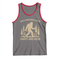 Funny Bigfoot Just A Man Who Loves Darts And Beer Gift Tank Top - Wonder Print Shop