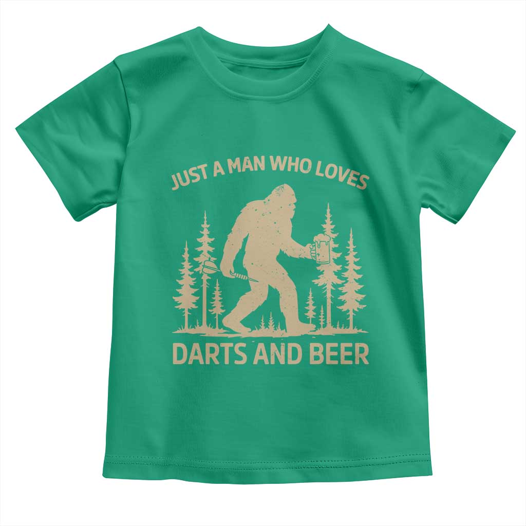 Funny Bigfoot Just A Man Who Loves Darts And Beer Gift Toddler T Shirt - Wonder Print Shop