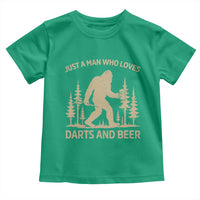 Funny Bigfoot Just A Man Who Loves Darts And Beer Gift Toddler T Shirt - Wonder Print Shop
