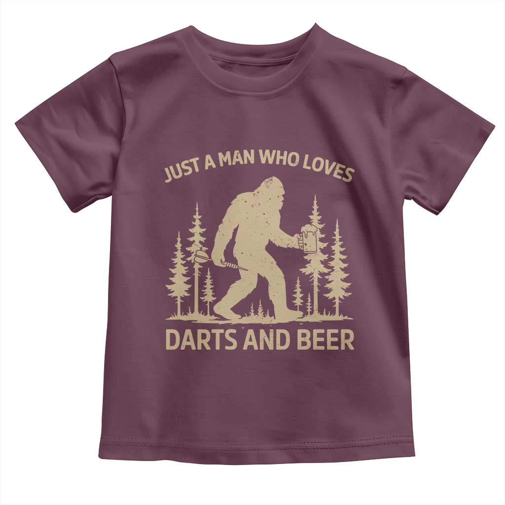 Funny Bigfoot Just A Man Who Loves Darts And Beer Gift Toddler T Shirt - Wonder Print Shop