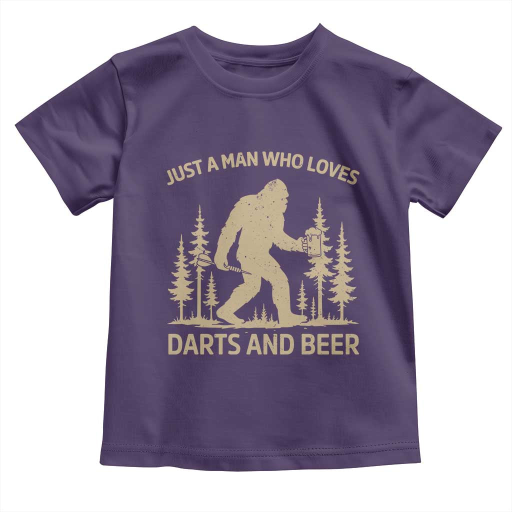 Funny Bigfoot Just A Man Who Loves Darts And Beer Gift Toddler T Shirt - Wonder Print Shop