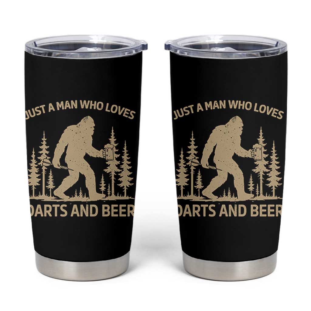 Funny Bigfoot Just A Man Who Loves Darts And Beer Gift Tumbler Cup - Wonder Print Shop