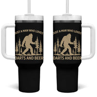 Funny Bigfoot Just A Man Who Loves Darts And Beer Gift Tumbler With Handle - Wonder Print Shop