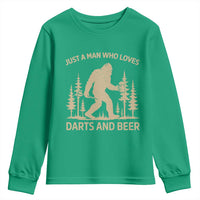 Funny Bigfoot Just A Man Who Loves Darts And Beer Gift Youth Sweatshirt - Wonder Print Shop