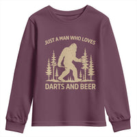 Funny Bigfoot Just A Man Who Loves Darts And Beer Gift Youth Sweatshirt - Wonder Print Shop