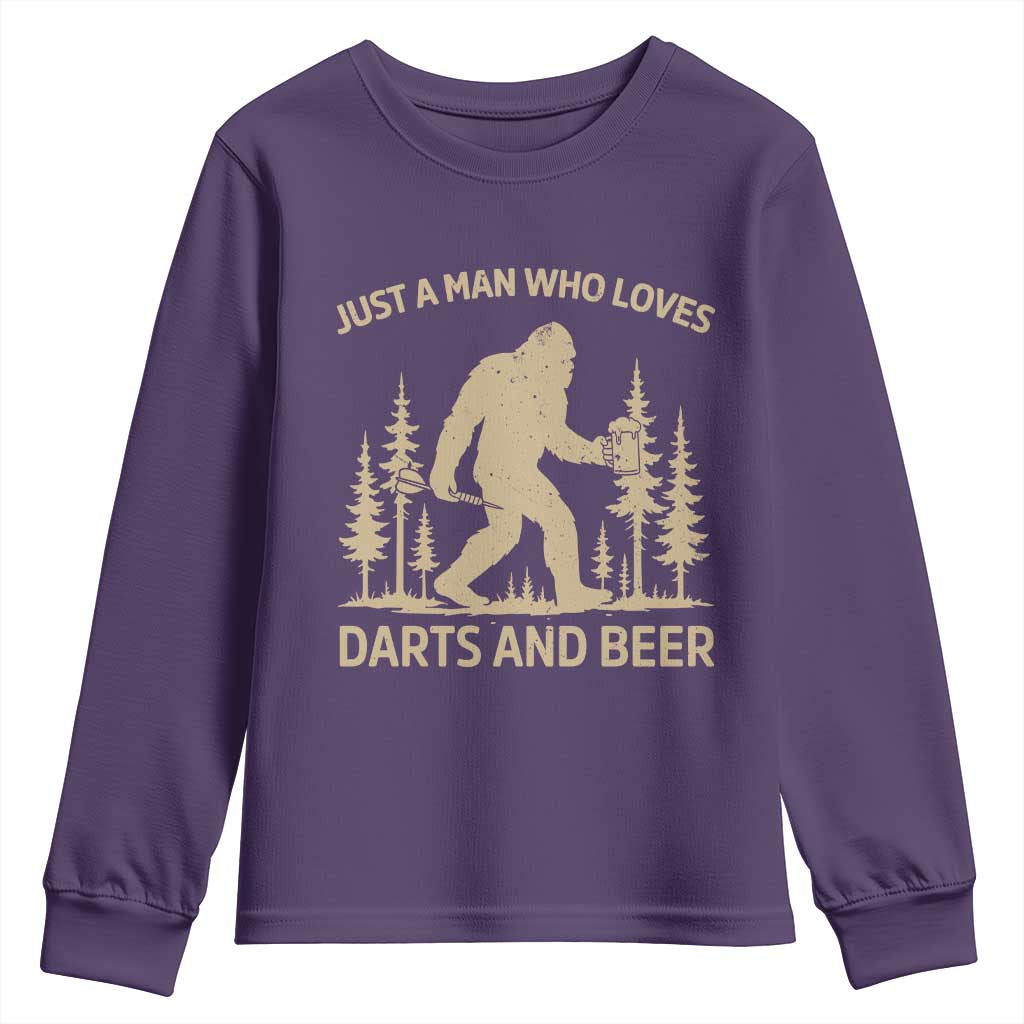 Funny Bigfoot Just A Man Who Loves Darts And Beer Gift Youth Sweatshirt - Wonder Print Shop
