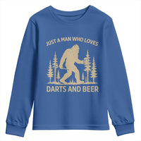 Funny Bigfoot Just A Man Who Loves Darts And Beer Gift Youth Sweatshirt - Wonder Print Shop