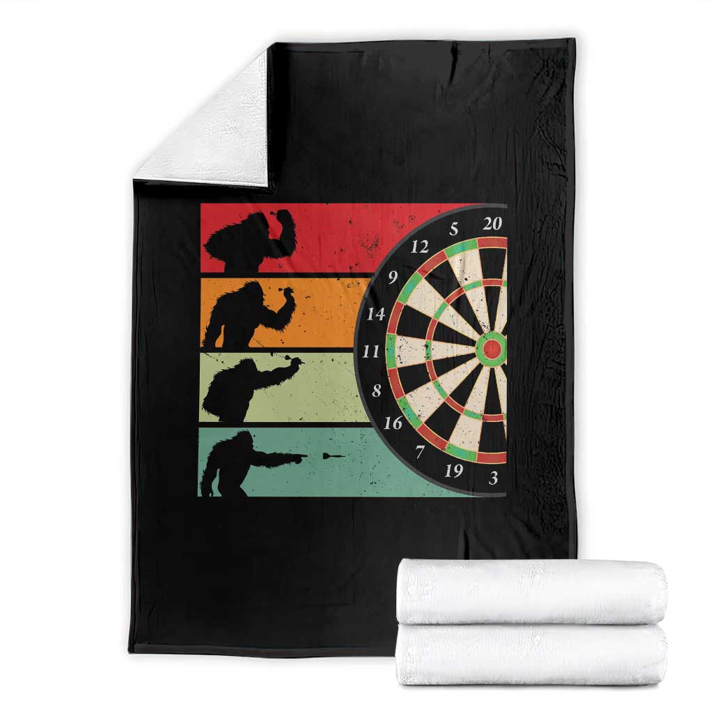 Funny Bigfoot Dart Player Crytid Sunset Retro Vintage Throw Blanket Dartist Gift - Wonder Print Shop