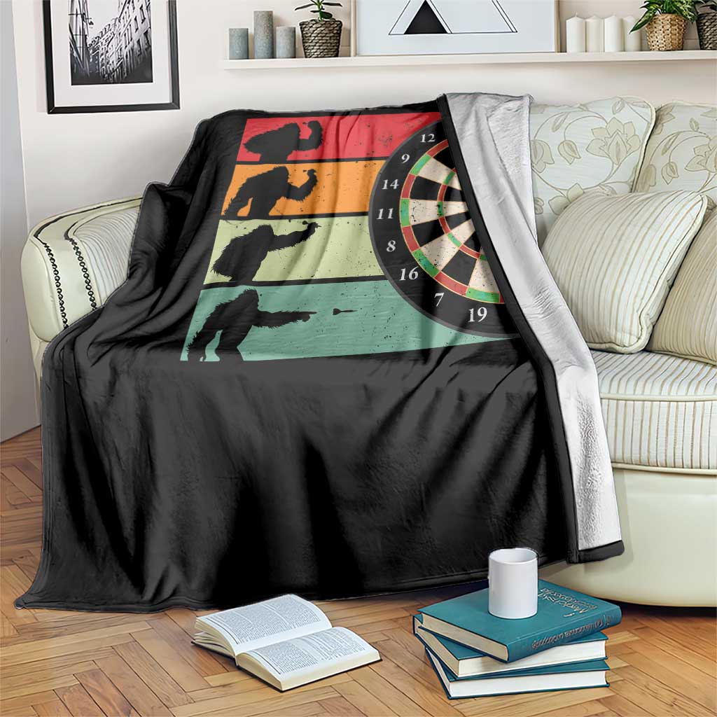 Funny Bigfoot Dart Player Crytid Sunset Retro Vintage Throw Blanket Dartist Gift - Wonder Print Shop
