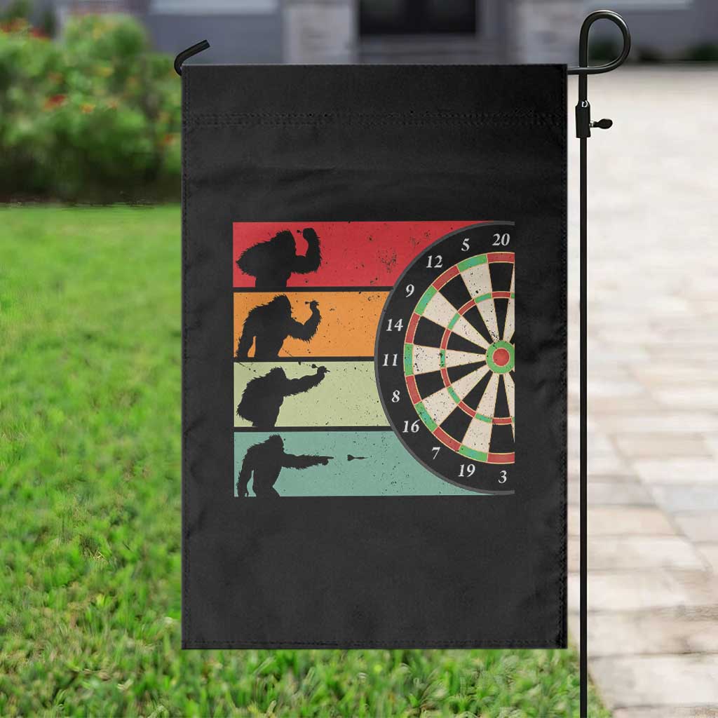 Funny Bigfoot Dart Player Crytid Sunset Retro Vintage Garden Flag Dartist Gift - Wonder Print Shop