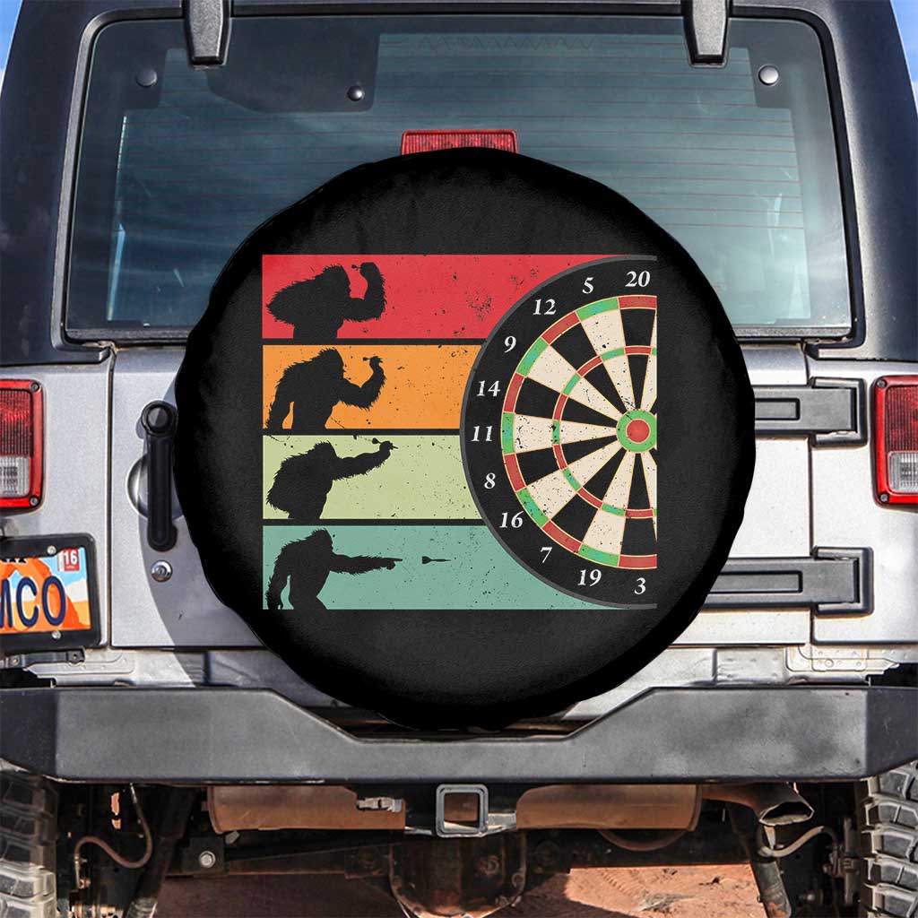 Funny Bigfoot Dart Player Crytid Sunset Retro Vintage Spare Tire Cover Dartist Gift - Wonder Print Shop