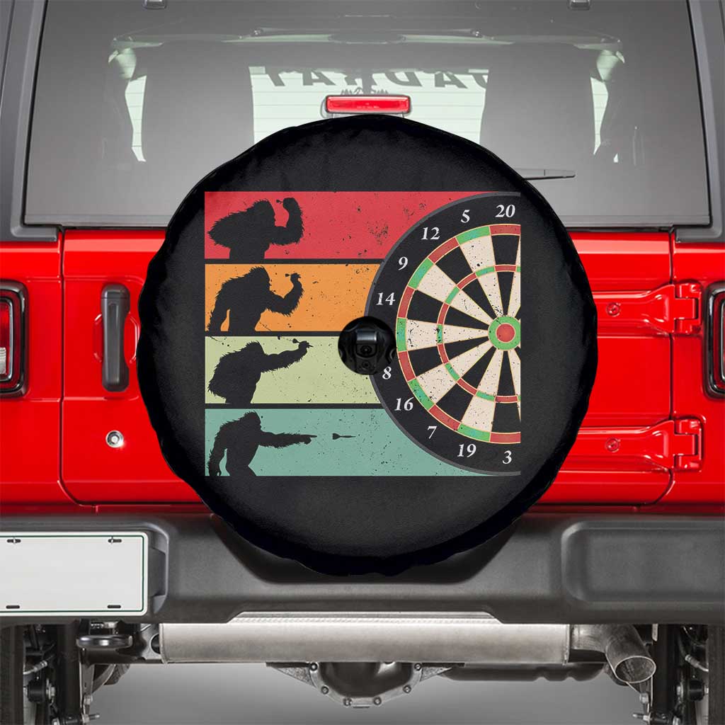Funny Bigfoot Dart Player Crytid Sunset Retro Vintage Spare Tire Cover Dartist Gift - Wonder Print Shop