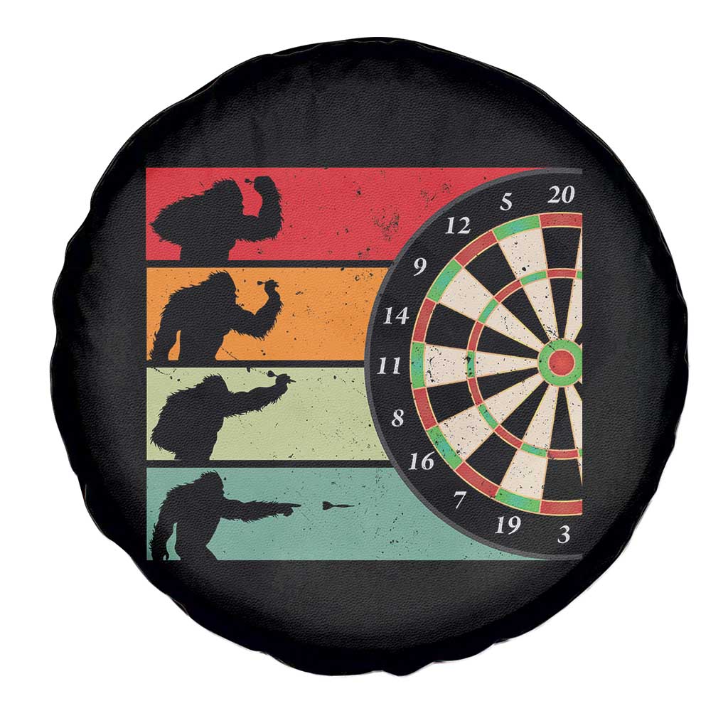 Funny Bigfoot Dart Player Crytid Sunset Retro Vintage Spare Tire Cover Dartist Gift - Wonder Print Shop