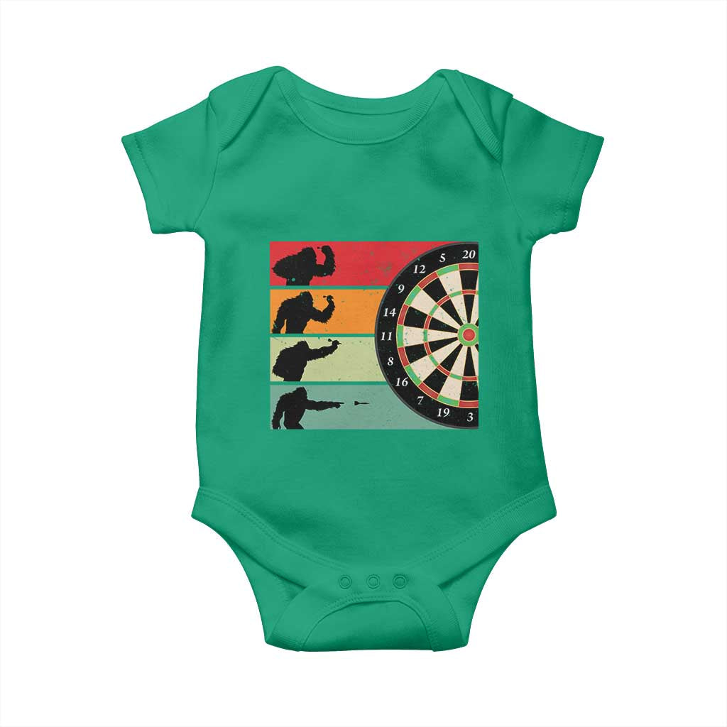 Funny Bigfoot Dart Player Crytid Sunset Retro Vintage Baby Onesie Dartist Gift - Wonder Print Shop
