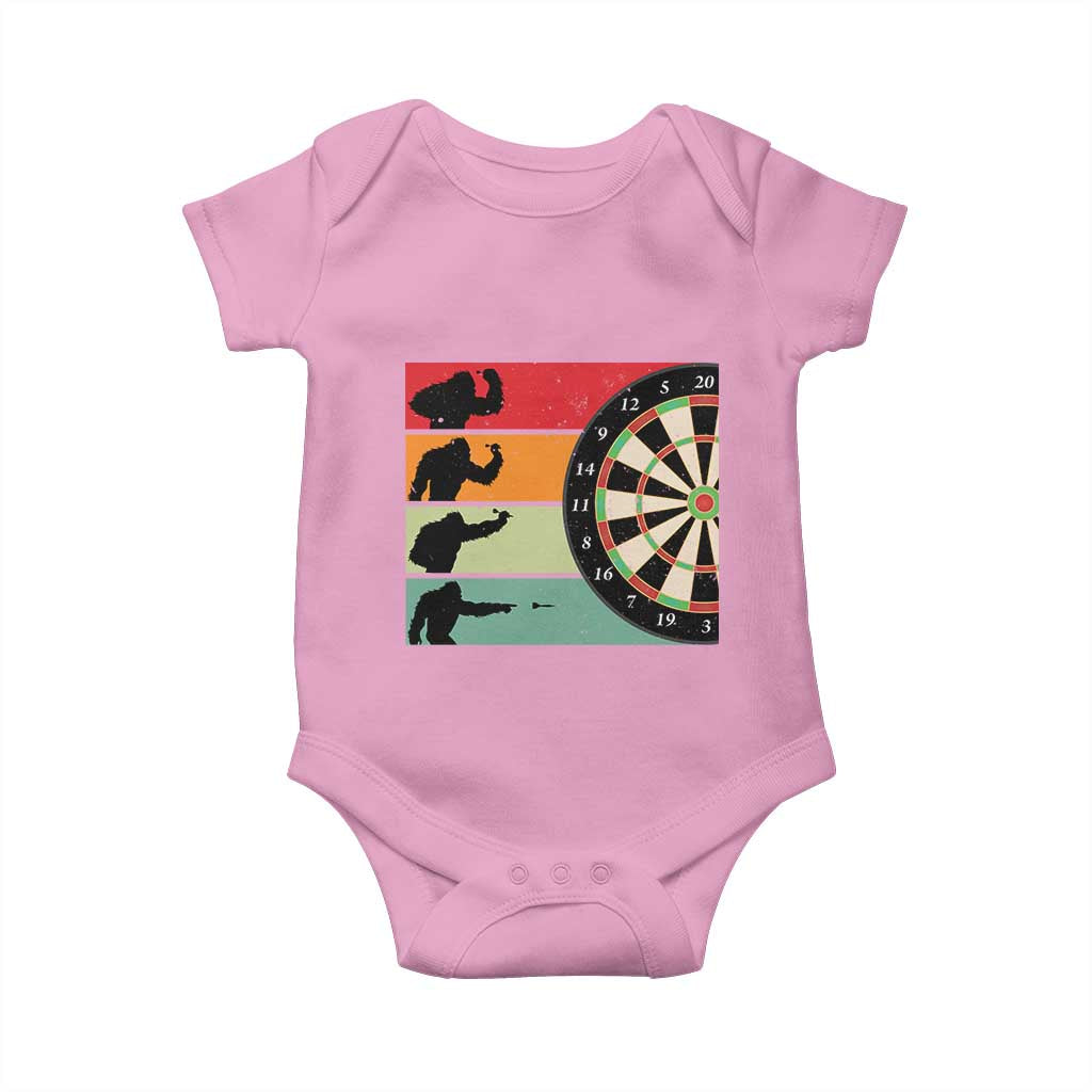 Funny Bigfoot Dart Player Crytid Sunset Retro Vintage Baby Onesie Dartist Gift - Wonder Print Shop