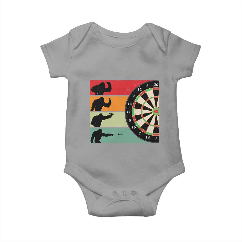Funny Bigfoot Dart Player Crytid Sunset Retro Vintage Baby Onesie Dartist Gift - Wonder Print Shop