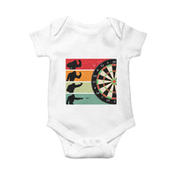 Funny Bigfoot Dart Player Crytid Sunset Retro Vintage Baby Onesie Dartist Gift - Wonder Print Shop