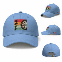 Funny Bigfoot Dart Player Crytid Sunset Retro Vintage Baseball Cap Dartist Gift