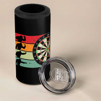 Funny Bigfoot Dart Player Crytid Sunset Retro Vintage 4 in 1 Can Cooler Tumbler Dartist Gift - Wonder Print Shop