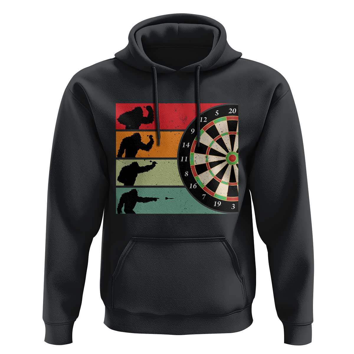 Funny Bigfoot Dart Player Crytid Sunset Retro Vintage Hoodie Dartist Gift - Wonder Print Shop