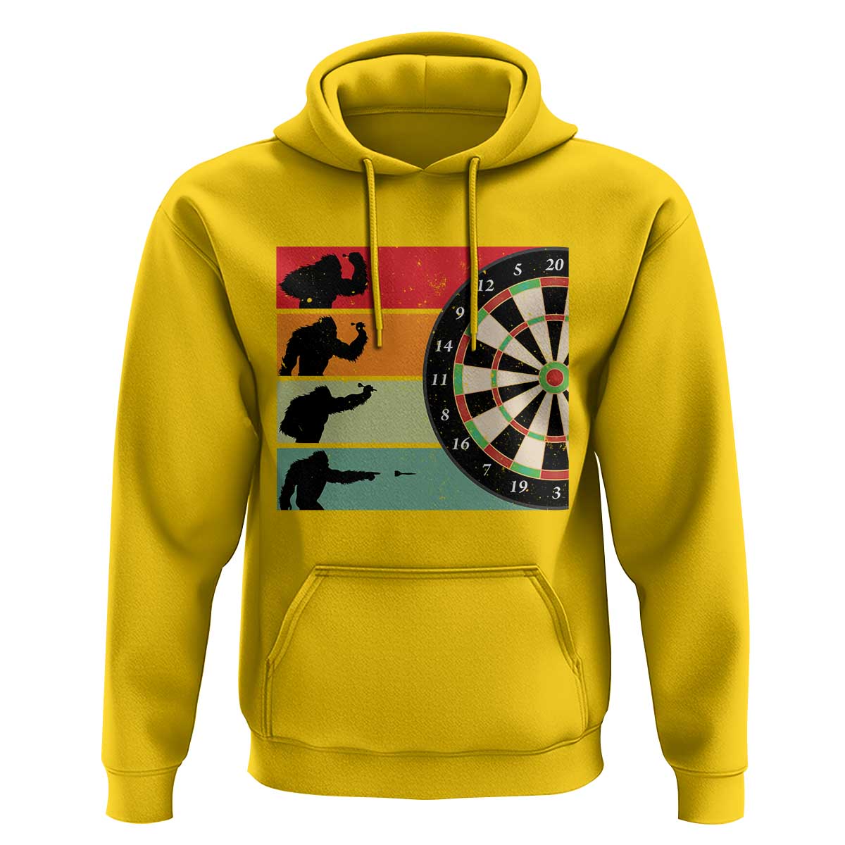 Funny Bigfoot Dart Player Crytid Sunset Retro Vintage Hoodie Dartist Gift - Wonder Print Shop