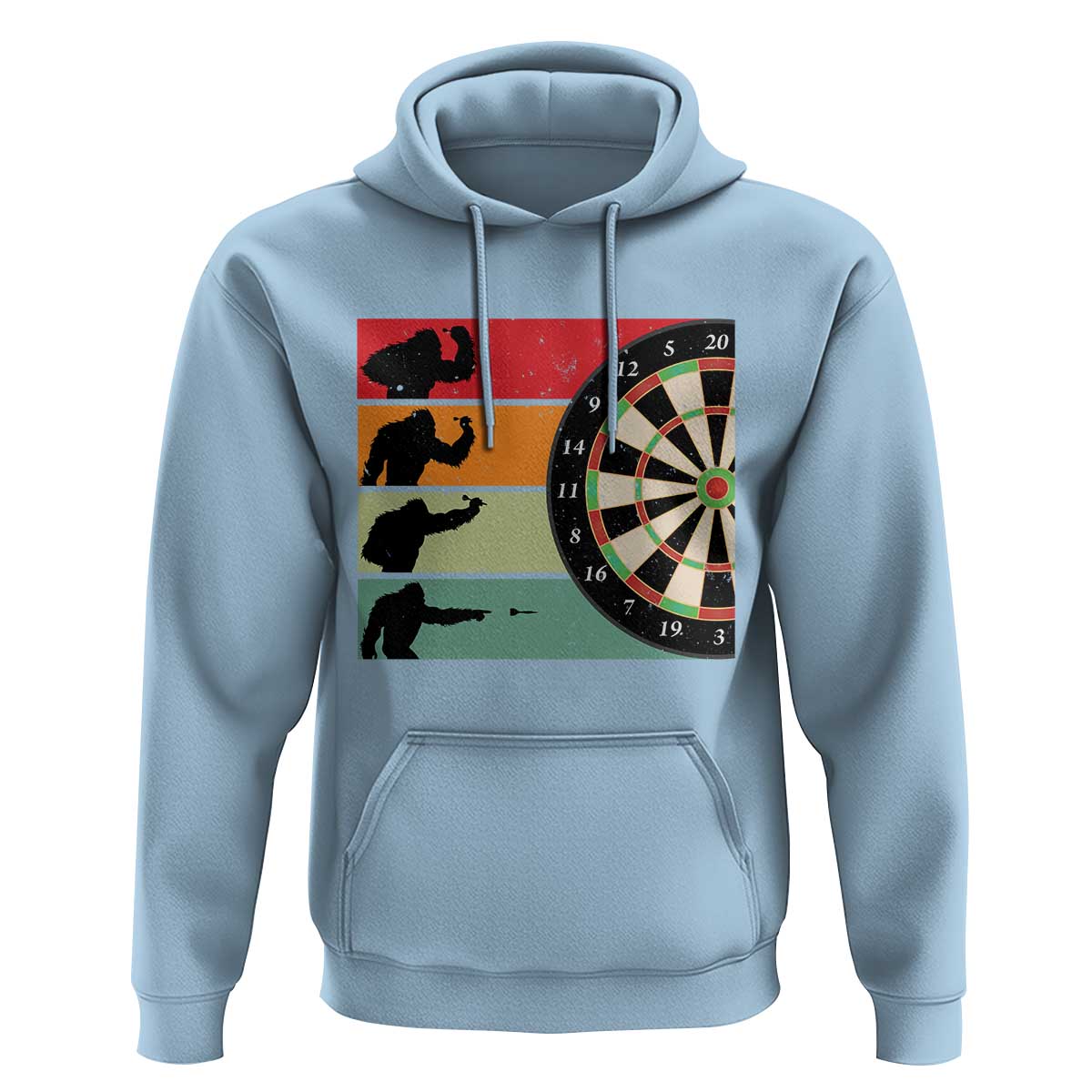 Funny Bigfoot Dart Player Crytid Sunset Retro Vintage Hoodie Dartist Gift - Wonder Print Shop