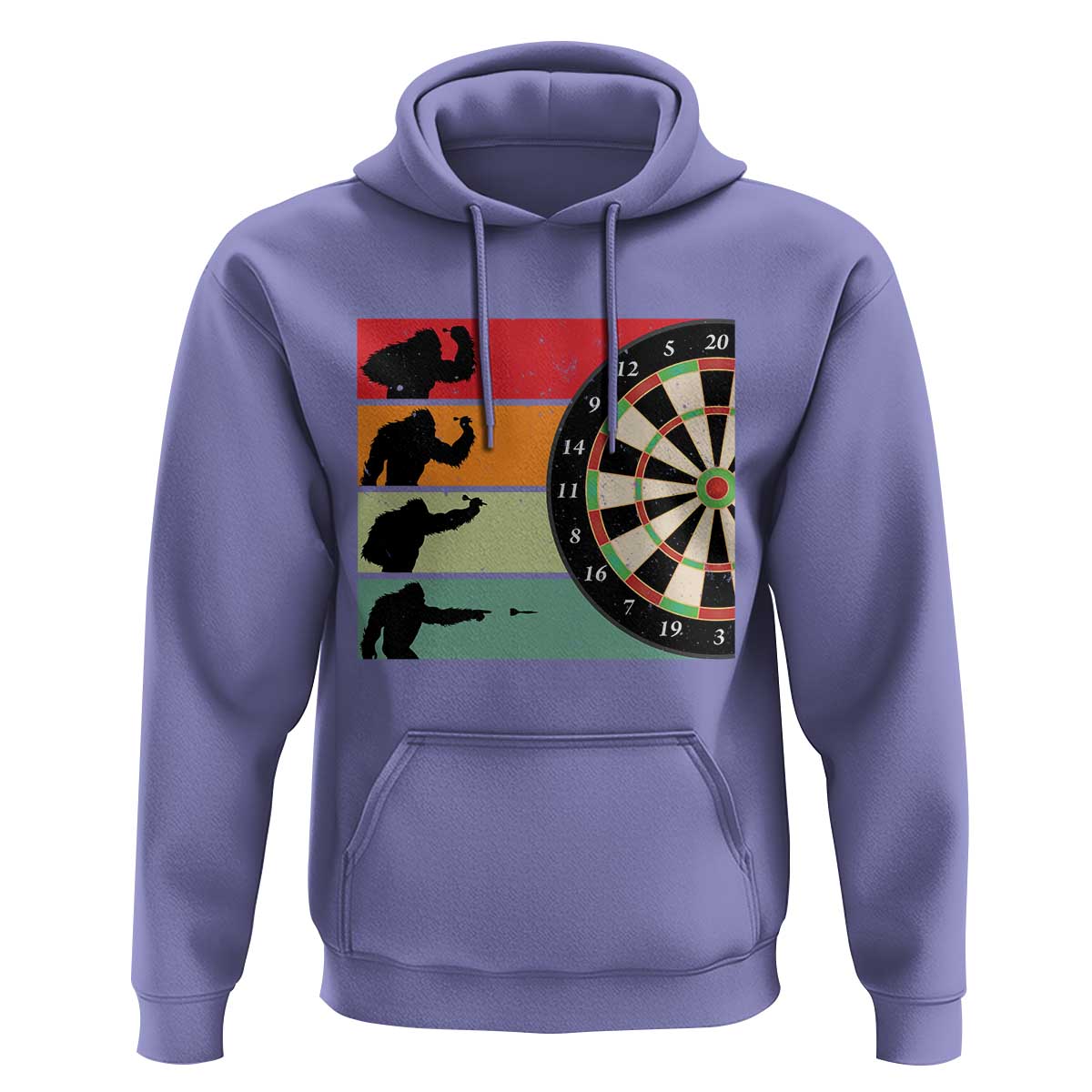 Funny Bigfoot Dart Player Crytid Sunset Retro Vintage Hoodie Dartist Gift - Wonder Print Shop
