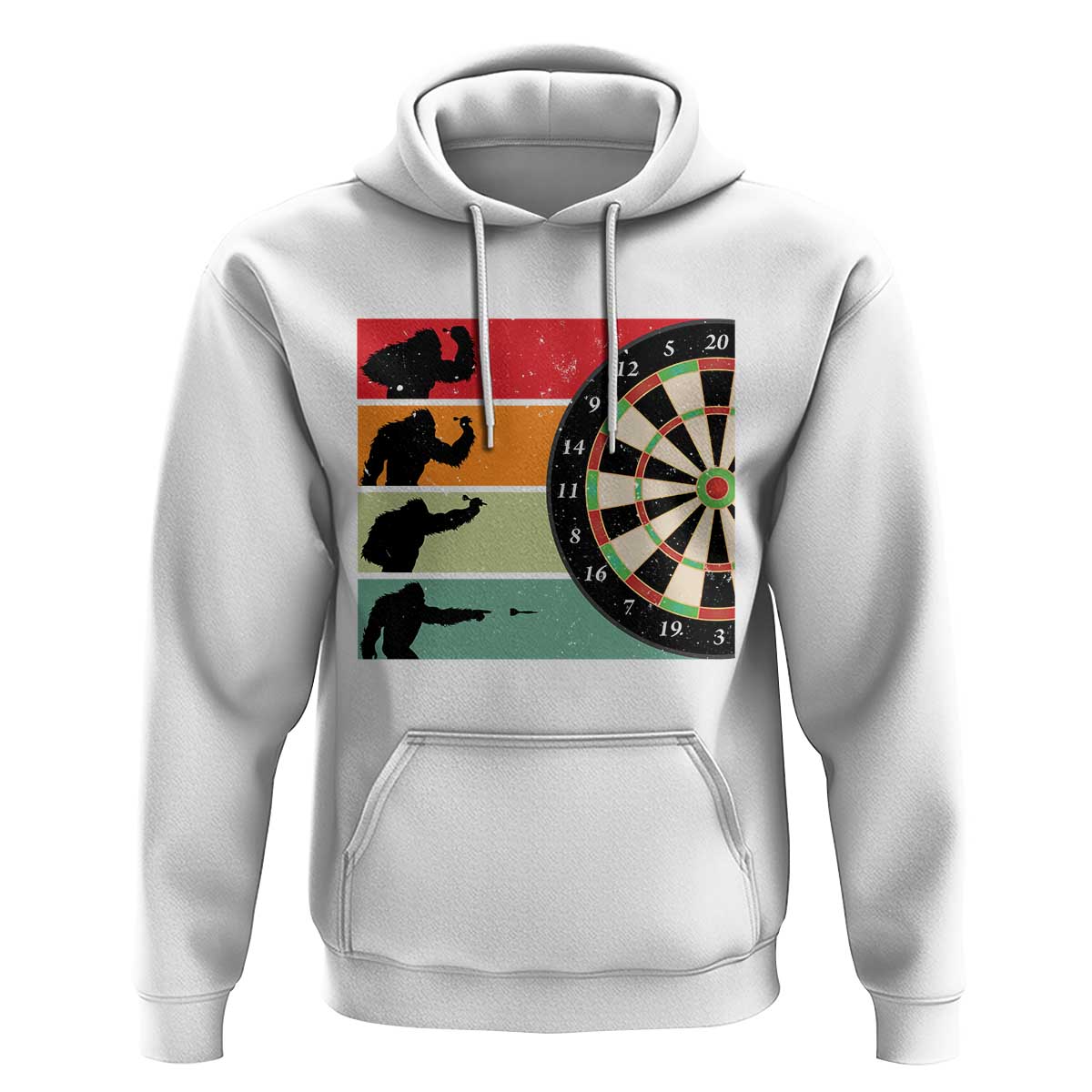 Funny Bigfoot Dart Player Crytid Sunset Retro Vintage Hoodie Dartist Gift - Wonder Print Shop