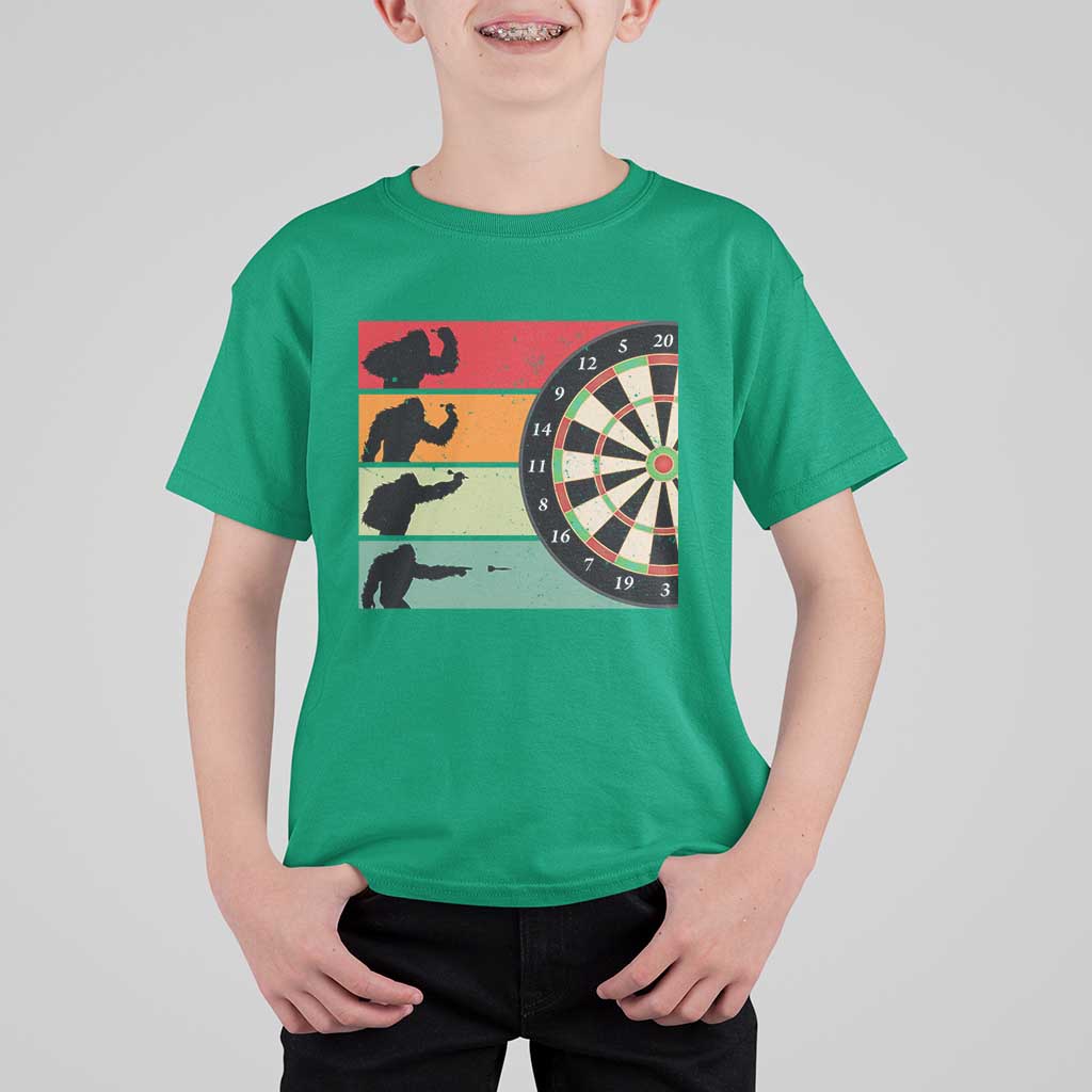 Funny Bigfoot Dart Player Crytid Sunset Retro Vintage T Shirt For Kid Dartist Gift - Wonder Print Shop