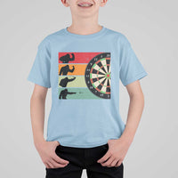 Funny Bigfoot Dart Player Crytid Sunset Retro Vintage T Shirt For Kid Dartist Gift - Wonder Print Shop