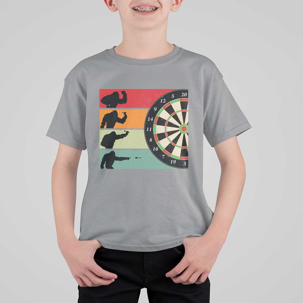 Funny Bigfoot Dart Player Crytid Sunset Retro Vintage T Shirt For Kid Dartist Gift - Wonder Print Shop