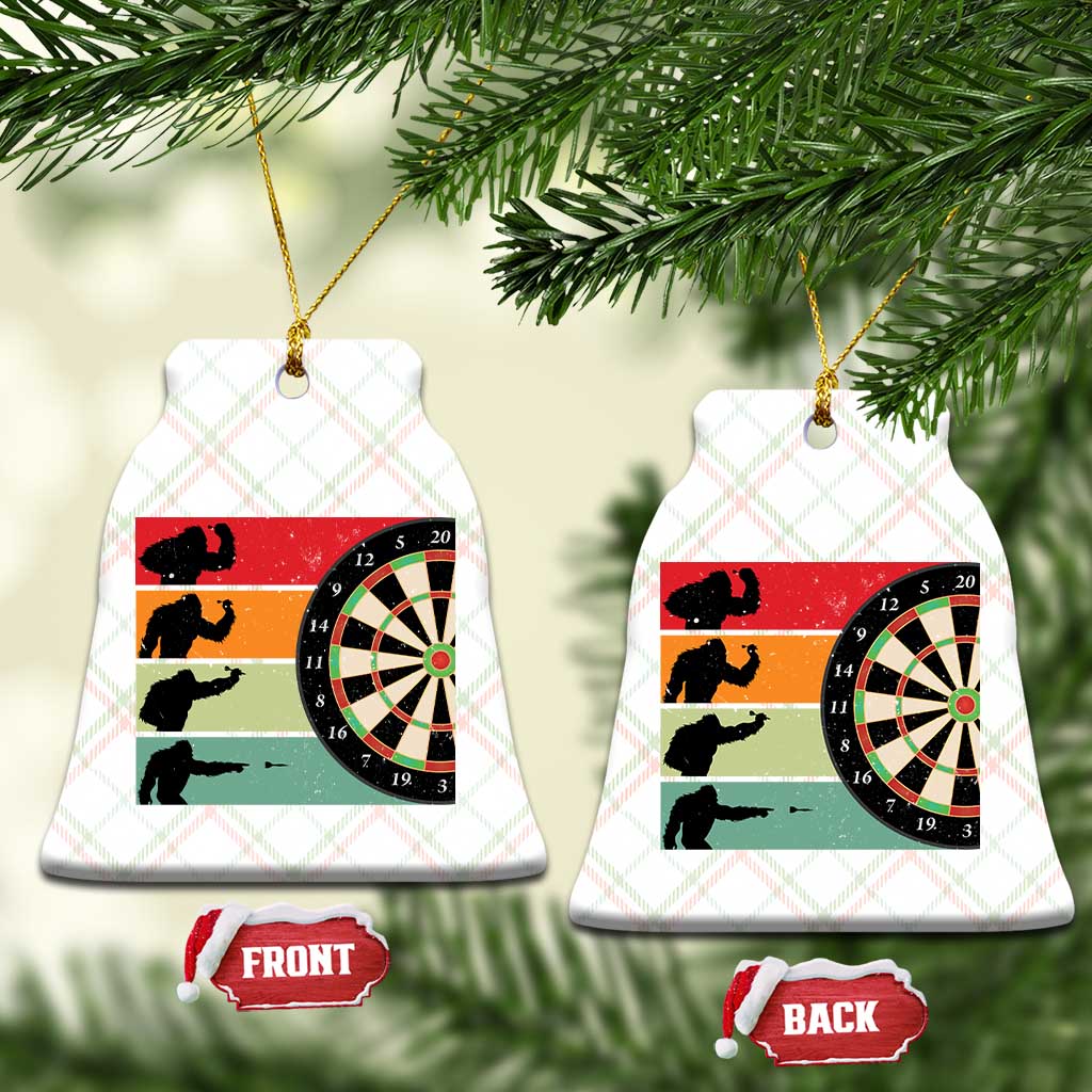 Funny Bigfoot Dart Player Crytid Sunset Retro Vintage Ceramic Ornament Dartist Gift - Wonder Print Shop