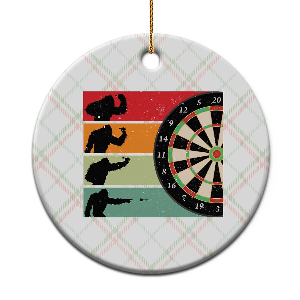 Funny Bigfoot Dart Player Crytid Sunset Retro Vintage Ceramic Ornament Dartist Gift - Wonder Print Shop