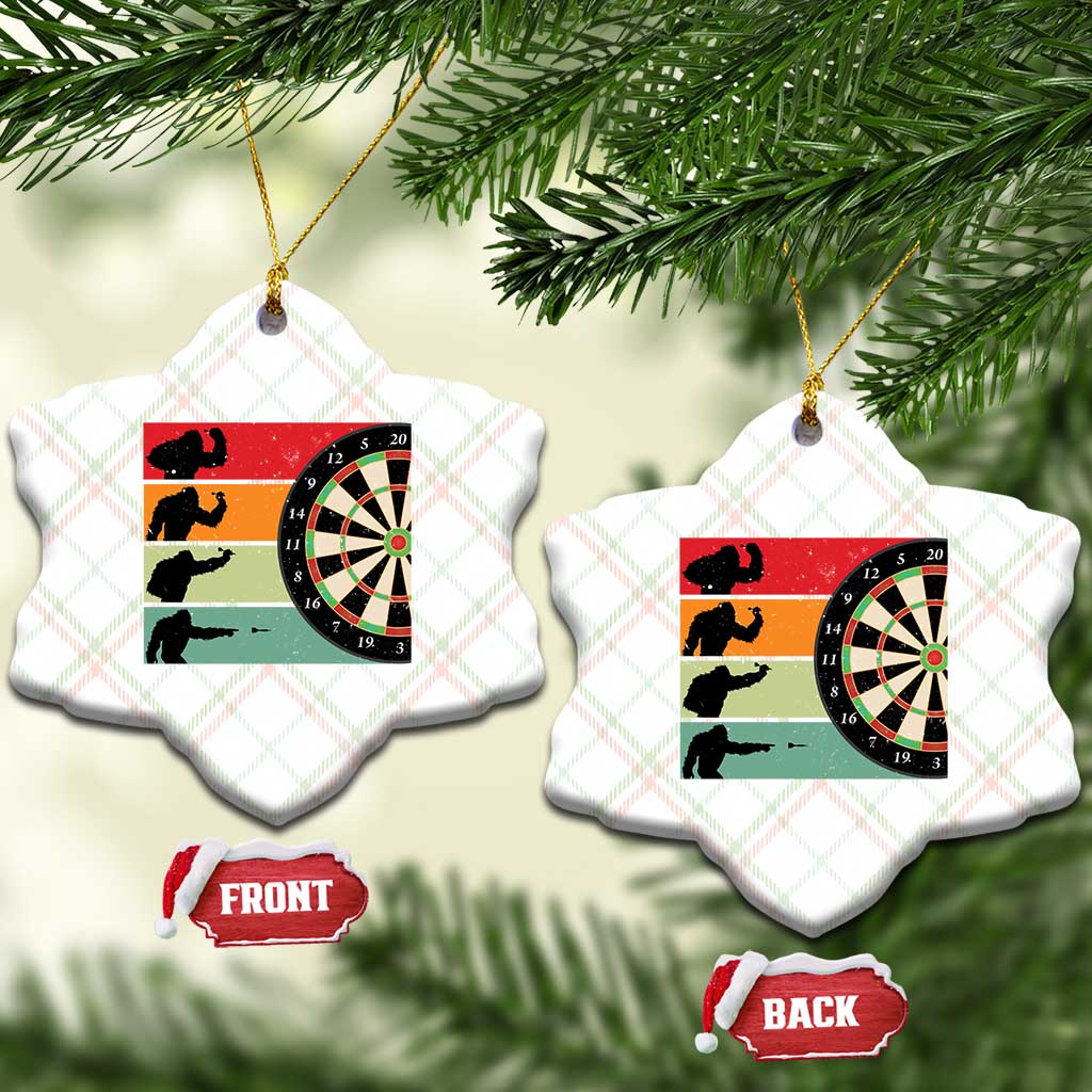 Funny Bigfoot Dart Player Crytid Sunset Retro Vintage Ceramic Ornament Dartist Gift - Wonder Print Shop