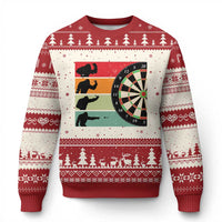 Funny Bigfoot Dart Player Crytid Sunset Retro Vintage Ugly Christmas Sweater Dartist Gift - Wonder Print Shop