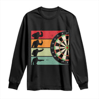 Funny Bigfoot Dart Player Crytid Sunset Retro Vintage Long Sleeve Shirt Dartist Gift - Wonder Print Shop
