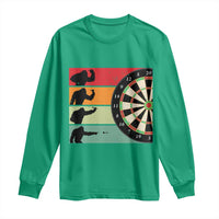 Funny Bigfoot Dart Player Crytid Sunset Retro Vintage Long Sleeve Shirt Dartist Gift - Wonder Print Shop