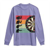 Funny Bigfoot Dart Player Crytid Sunset Retro Vintage Long Sleeve Shirt Dartist Gift - Wonder Print Shop