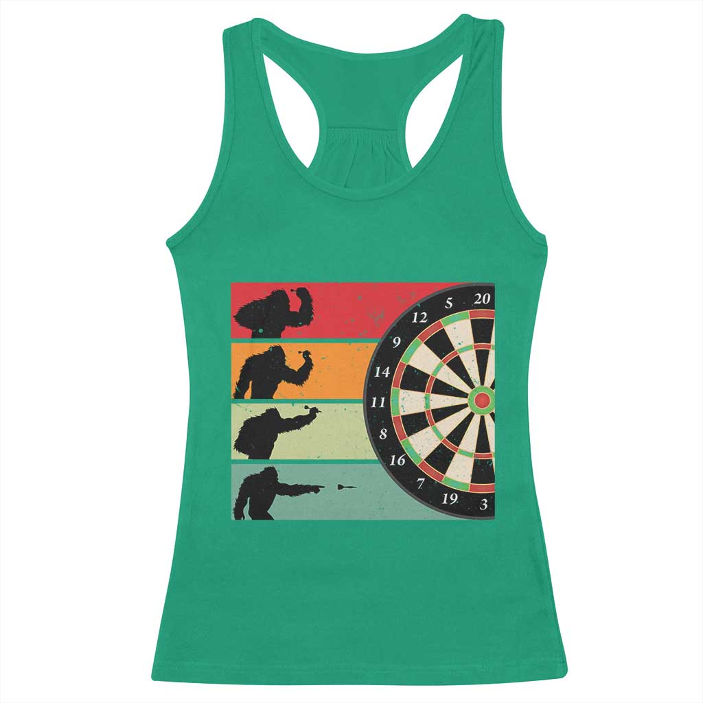 Funny Bigfoot Dart Player Crytid Sunset Retro Vintage Racerback Tank Top Dartist Gift - Wonder Print Shop