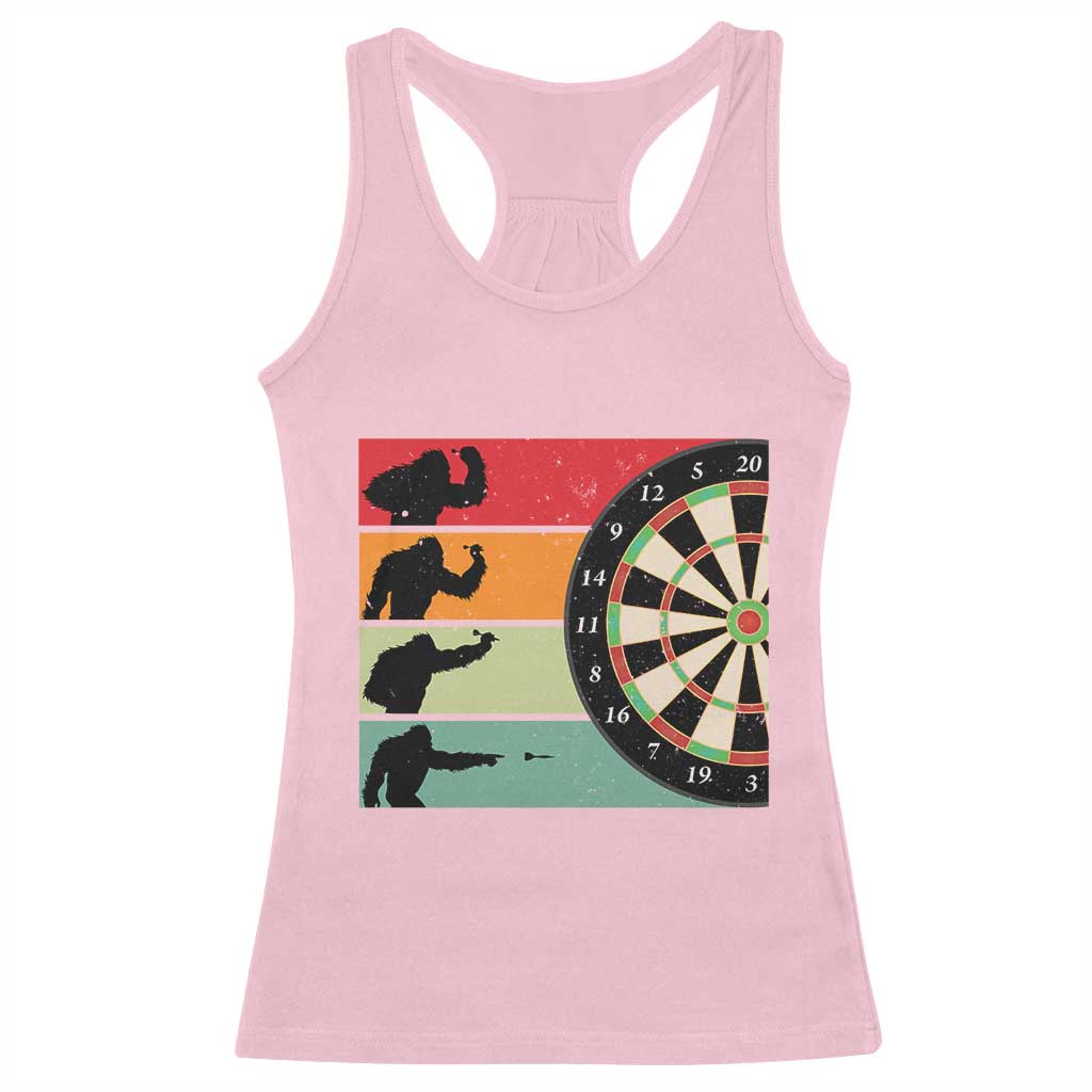 Funny Bigfoot Dart Player Crytid Sunset Retro Vintage Racerback Tank Top Dartist Gift - Wonder Print Shop