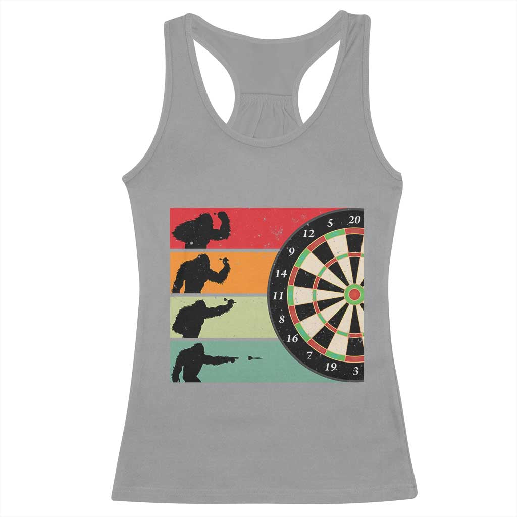 Funny Bigfoot Dart Player Crytid Sunset Retro Vintage Racerback Tank Top Dartist Gift - Wonder Print Shop