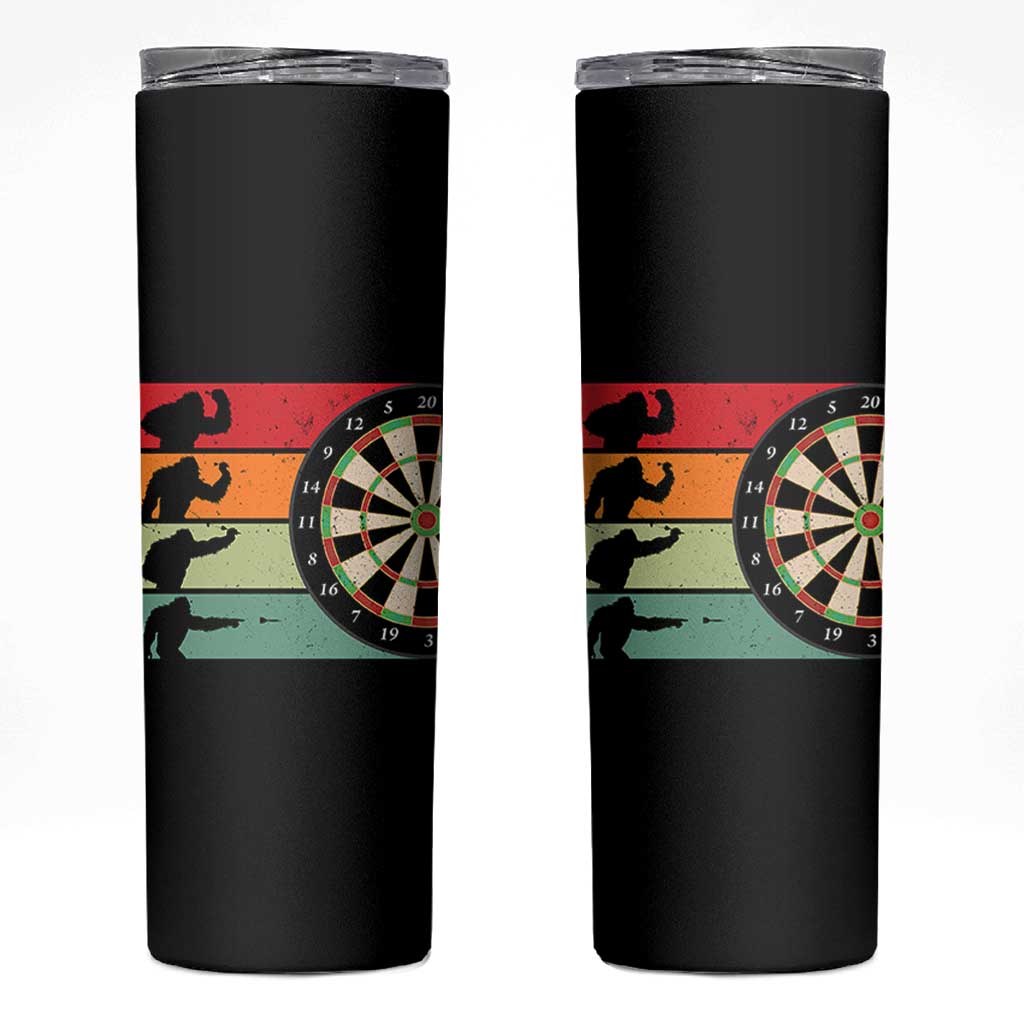 Funny Bigfoot Dart Player Crytid Sunset Retro Vintage Skinny Tumbler Dartist Gift - Wonder Print Shop