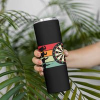 Funny Bigfoot Dart Player Crytid Sunset Retro Vintage Skinny Tumbler Dartist Gift - Wonder Print Shop