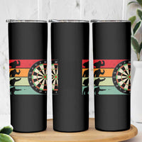 Funny Bigfoot Dart Player Crytid Sunset Retro Vintage Skinny Tumbler Dartist Gift - Wonder Print Shop