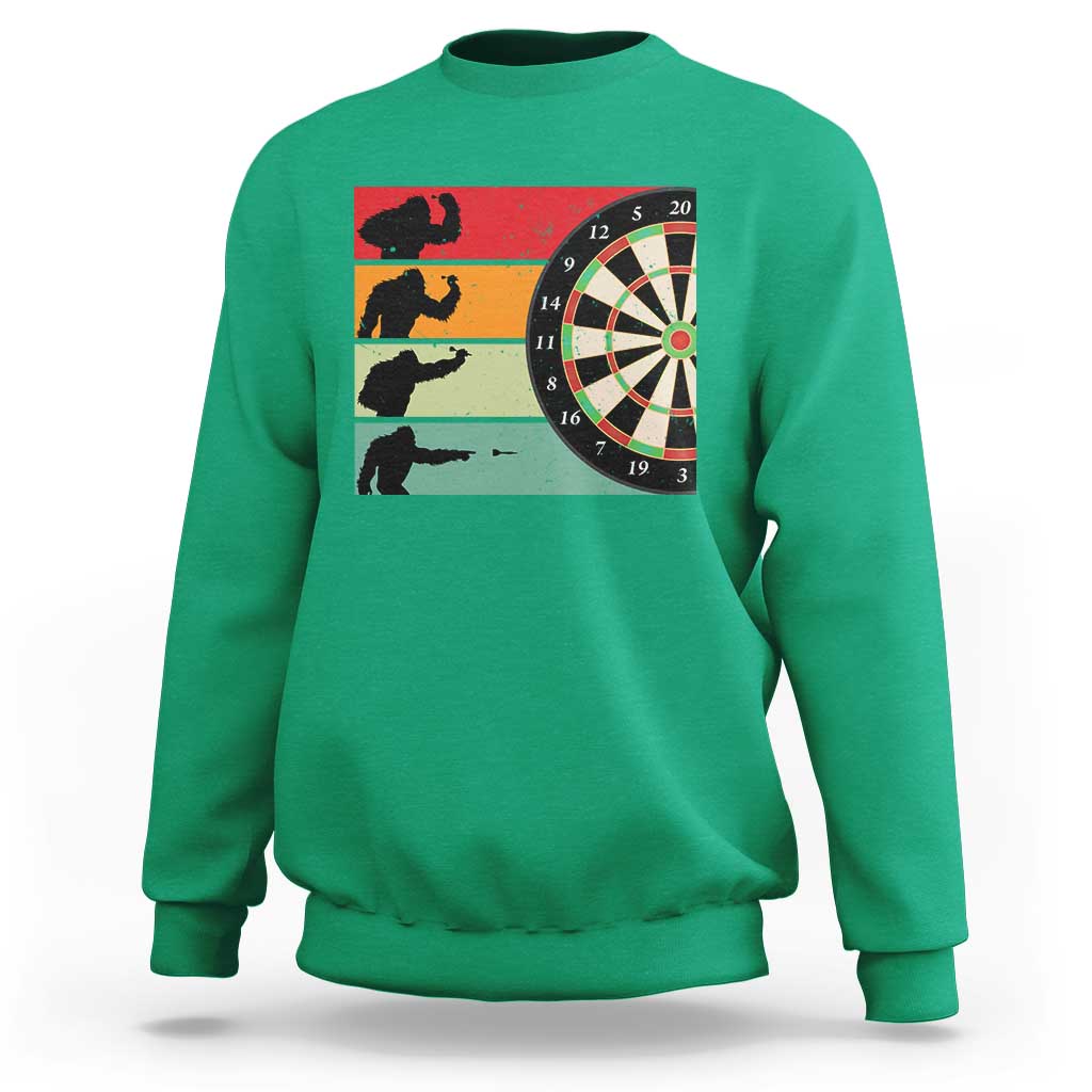 Funny Bigfoot Dart Player Crytid Sunset Retro Vintage Sweatshirt Dartist Gift - Wonder Print Shop