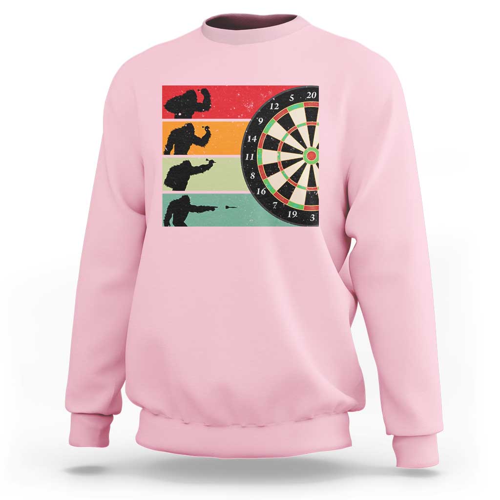 Funny Bigfoot Dart Player Crytid Sunset Retro Vintage Sweatshirt Dartist Gift - Wonder Print Shop