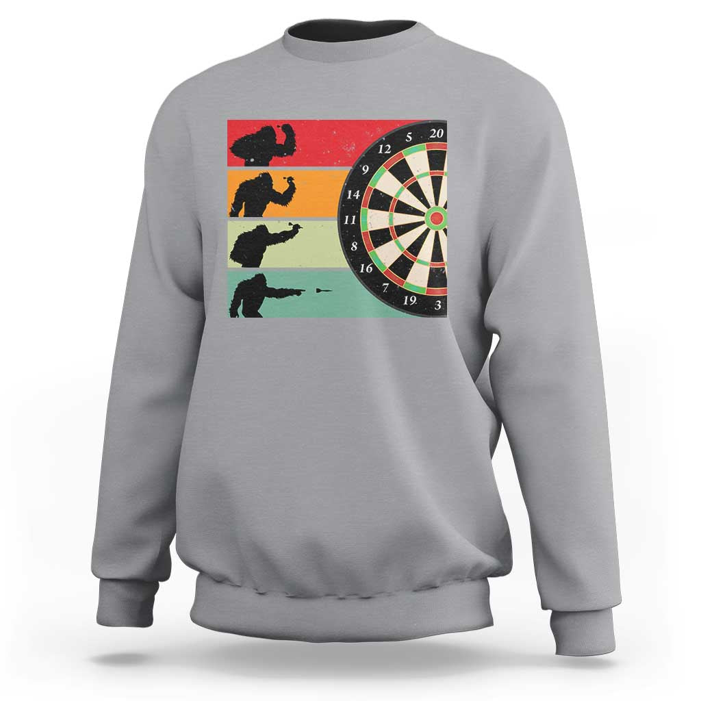 Funny Bigfoot Dart Player Crytid Sunset Retro Vintage Sweatshirt Dartist Gift - Wonder Print Shop
