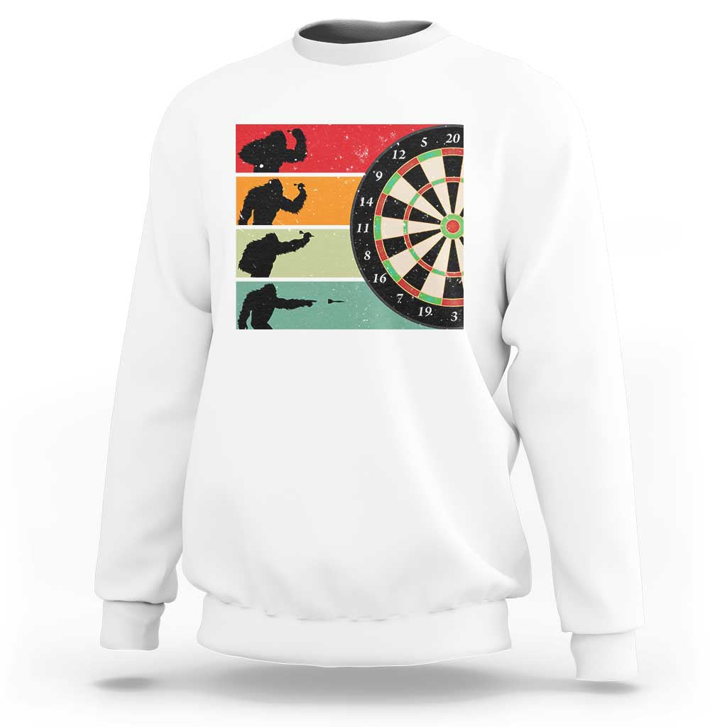 Funny Bigfoot Dart Player Crytid Sunset Retro Vintage Sweatshirt Dartist Gift - Wonder Print Shop