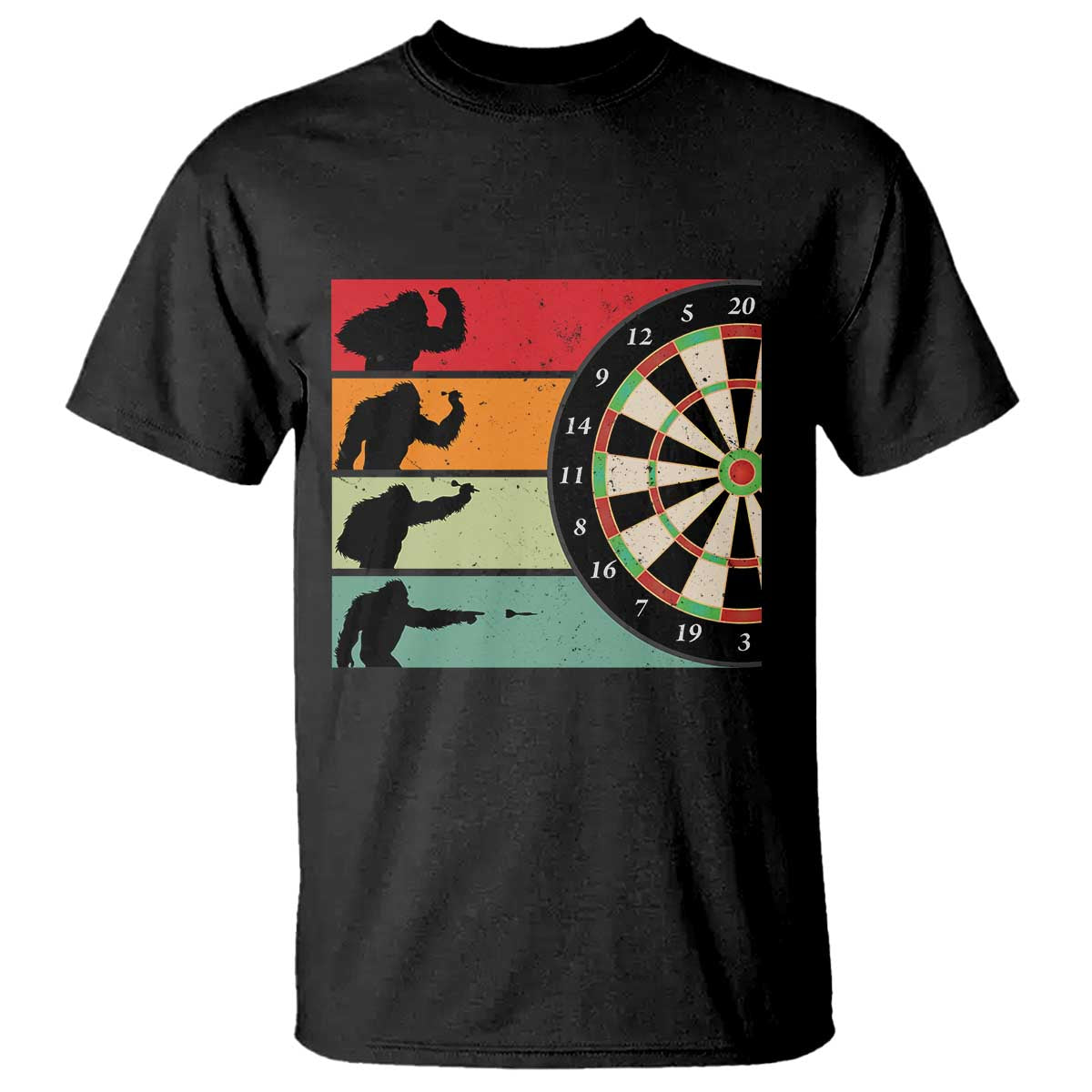 Funny Bigfoot Dart Player Crytid Sunset Retro Vintage T Shirt Dartist Gift - Wonder Print Shop