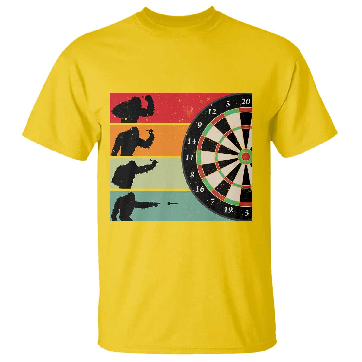 Funny Bigfoot Dart Player Crytid Sunset Retro Vintage T Shirt Dartist Gift - Wonder Print Shop